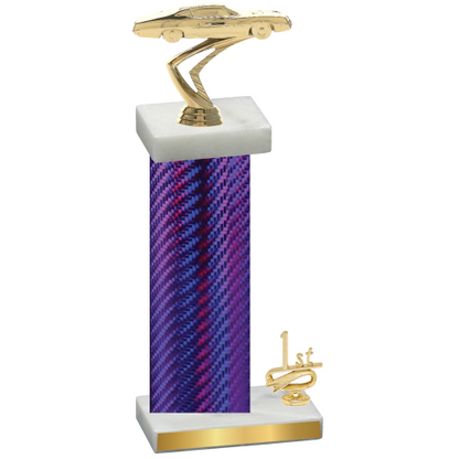 Accented Single Purple Carbon Fiber First Place Cars Trophy