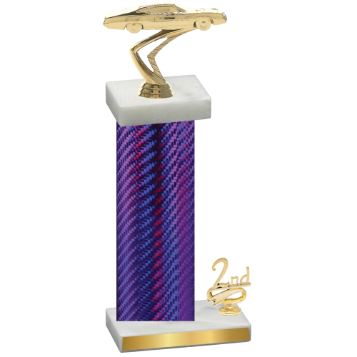 Accented Single Purple Carbon Fiber Second Place Cars Trophy