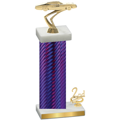 Accented Single Purple Carbon Fiber Second Place Cars Trophy