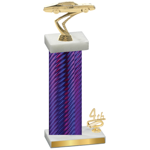 Accented Single Purple Carbon Fiber Fourth Place Cars Trophy