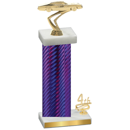 Accented Single Purple Carbon Fiber Fourth Place Cars Trophy