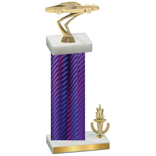 Accented Single Purple Carbon Fiber Victory Cars Trophy