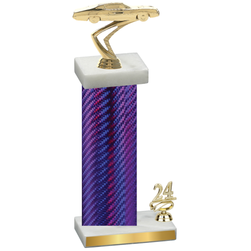 Accented Single Purple Carbon Fiber Year Cars Trophy