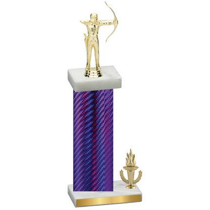 Accented Single Purple Carbon Fiber Victory Archery Trophy