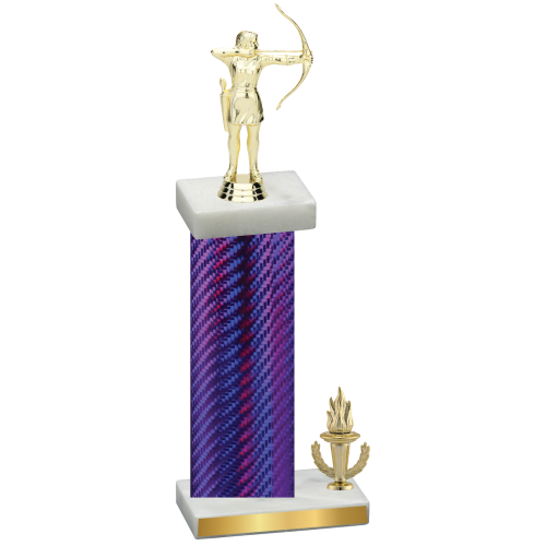 Accented Single Purple Carbon Fiber Victory Archery Trophy