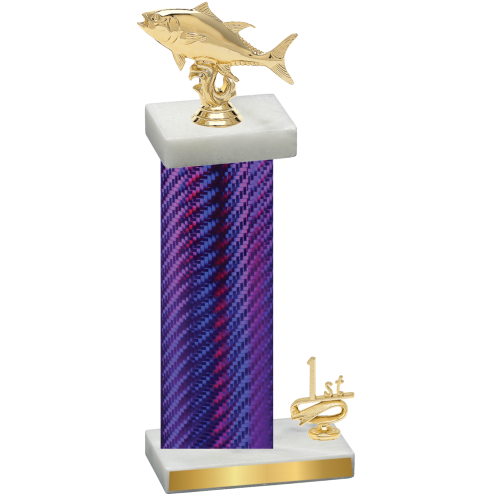 Accented Single Purple Carbon Fiber First Place Fishing Trophy