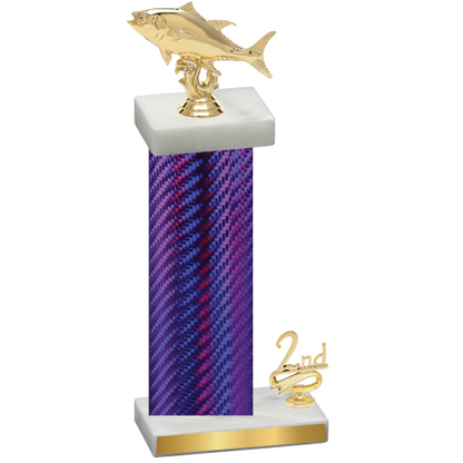 Accented Single Purple Carbon Fiber Second Place Fishing Trophy