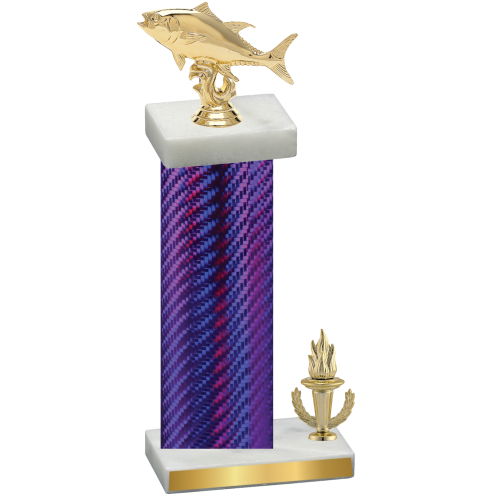 Accented Single Purple Carbon Fiber Victory Fishing Trophy