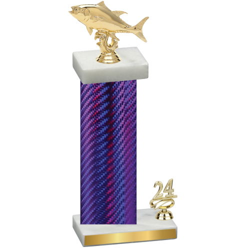 Accented Single Purple Carbon Fiber Year Fishing Trophy