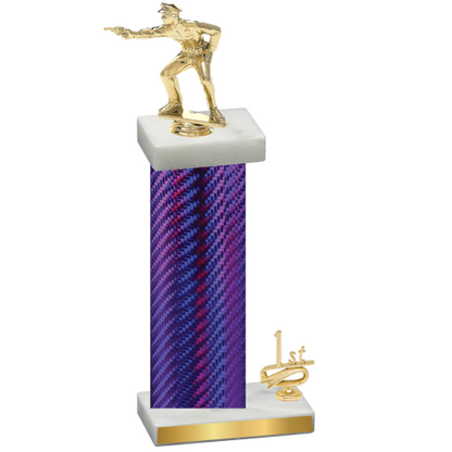 Accented Single Purple Carbon Fiber First Place Shooter Trophy