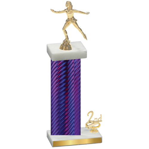 Accented Single Purple Carbon Fiber Second Place Skater Trophy