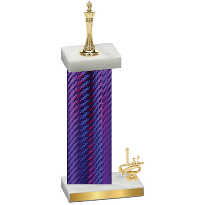 Accented Single Purple Carbon Fiber First Place Chess Trophy