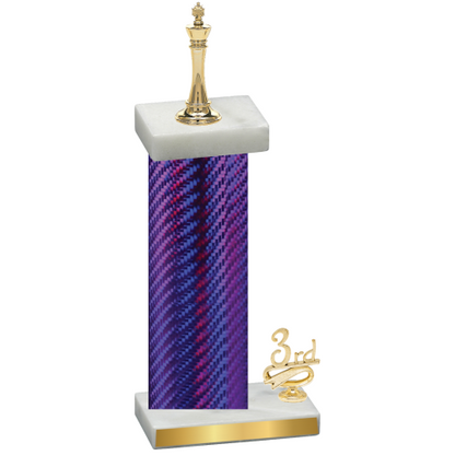 Accented Single Purple Carbon Fiber Third Place Chess Trophy