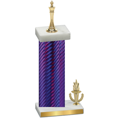 Accented Single Purple Carbon Fiber Victory Chess Trophy