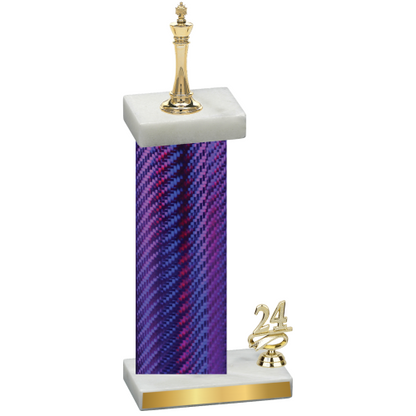 Accented Single Purple Carbon Fiber Year Chess Trophy