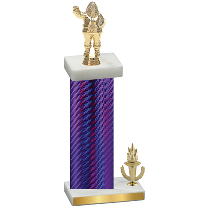 Accented Single Purple Carbon Fiber Victory Holiday Trophy