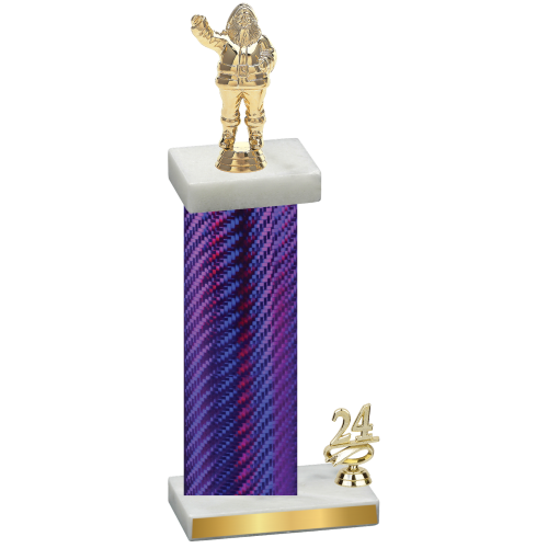 Accented Single Purple Carbon Fiber Year Holiday Trophy