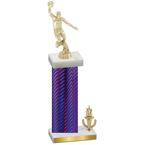Accented Single Purple Carbon Fiber Victory Basketball Trophy