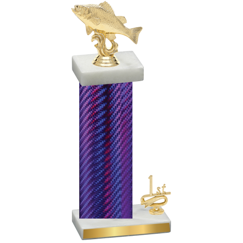 Accented Single Purple Carbon Fiber First Place Fishing Trophy