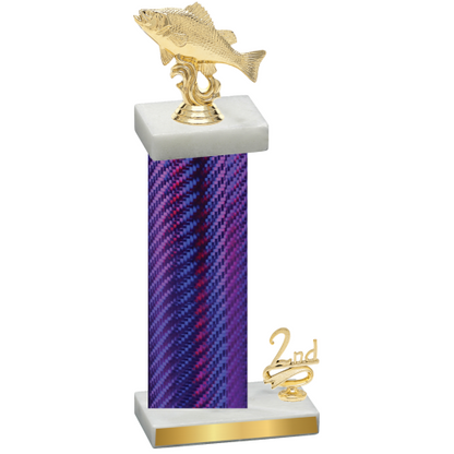 Accented Single Purple Carbon Fiber Second Place Fishing Trophy