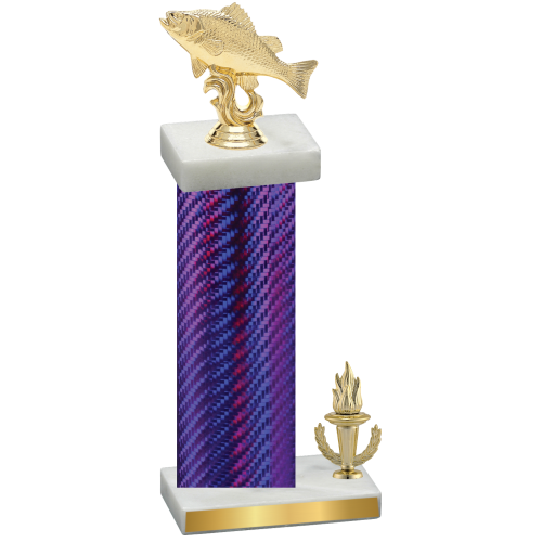 Accented Single Purple Carbon Fiber Victory Fishing Trophy