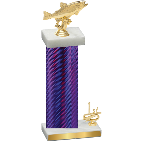 Accented Single Purple Carbon Fiber First Place Fishing Trophy