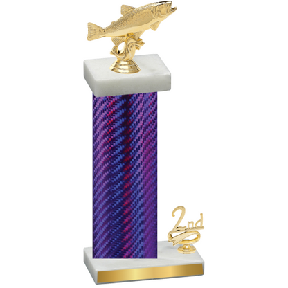 Accented Single Purple Carbon Fiber Second Place Fishing Trophy