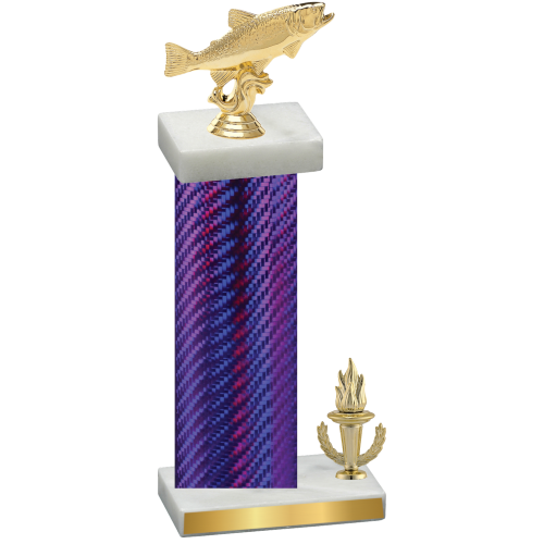 Accented Single Purple Carbon Fiber Victory Fishing Trophy