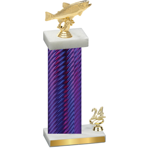 Accented Single Purple Carbon Fiber Year Fishing Trophy