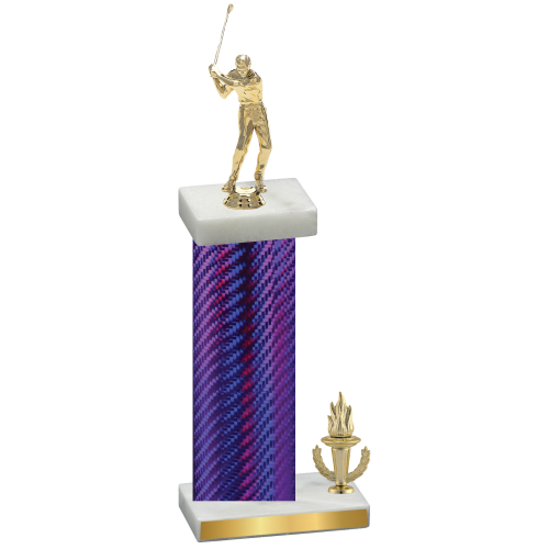 Accented Single Purple Carbon Fiber Victory Golf Trophy