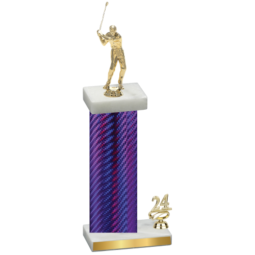 Accented Single Purple Carbon Fiber Year Golf Trophy