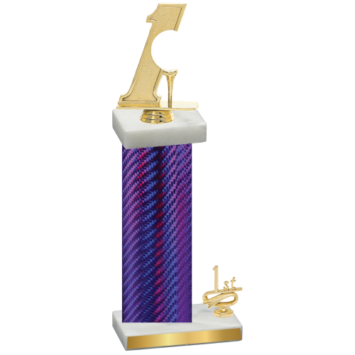 Accented Single Purple Carbon Fiber First Place Golf Trophy