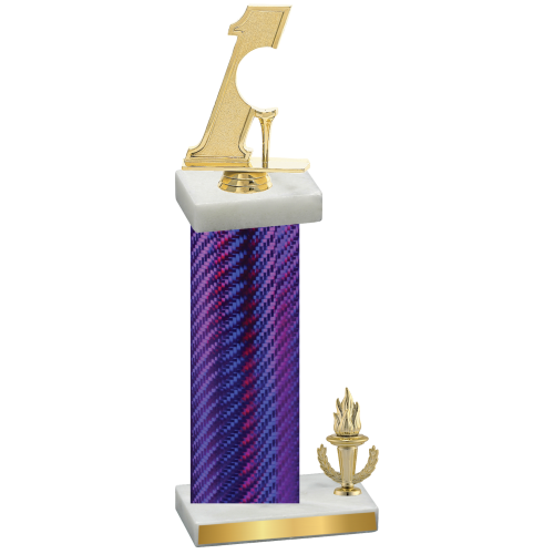 Accented Single Purple Carbon Fiber Victory Golf Trophy