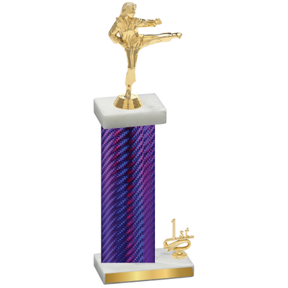 Accented Single Purple Carbon Fiber First Place Karate Trophy