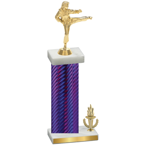 Accented Single Purple Carbon Fiber Victory Karate Trophy