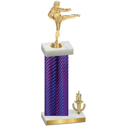 Accented Single Purple Carbon Fiber Victory Karate Trophy