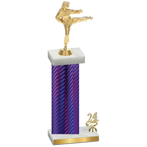 Accented Single Purple Carbon Fiber Year Karate Trophy