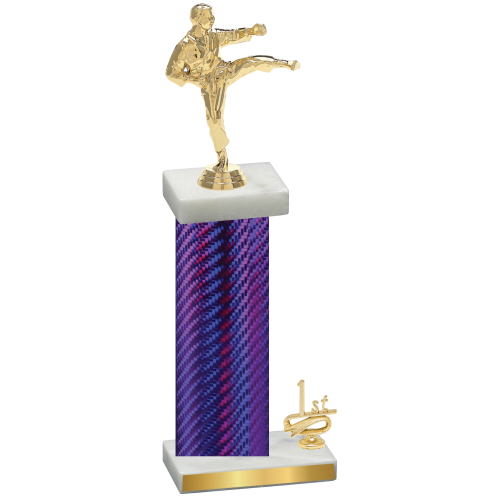 Accented Single Purple Carbon Fiber First Place Karate Trophy