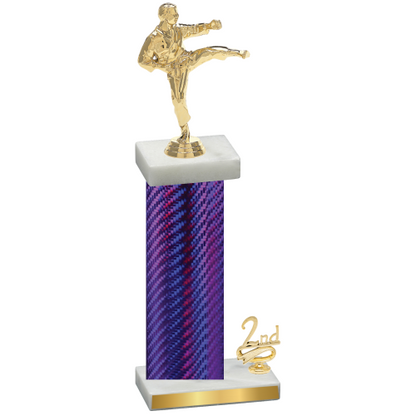 Accented Single Purple Carbon Fiber Second Place Karate Trophy