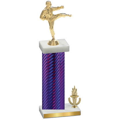 Accented Single Purple Carbon Fiber Victory Karate Trophy