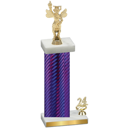 Accented Single Purple Carbon Fiber Year Academics Trophy