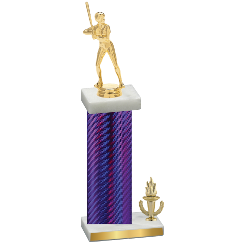 Accented Single Purple Carbon Fiber Victory Softball Trophy