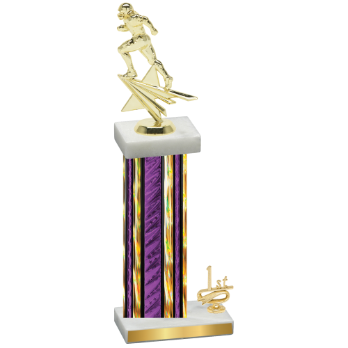 Accented Single Purple Glacier First Place Football Trophy