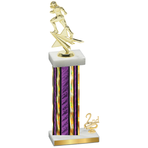 Accented Single Purple Glacier Second Place Football Trophy