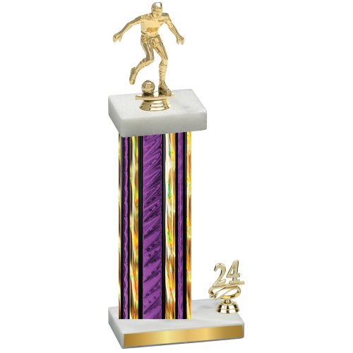 Accented Single Purple Glacier Year Soccer Trophy