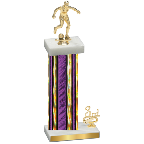 Accented Single Purple Glacier Third Place Soccer Trophy