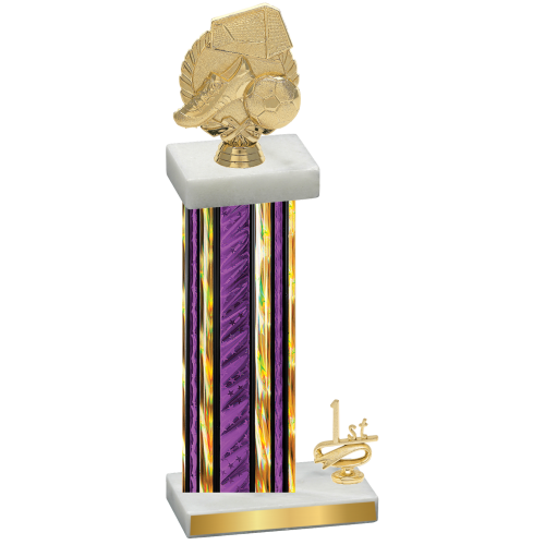 Accented Single Purple Glacier First Place Soccer Trophy