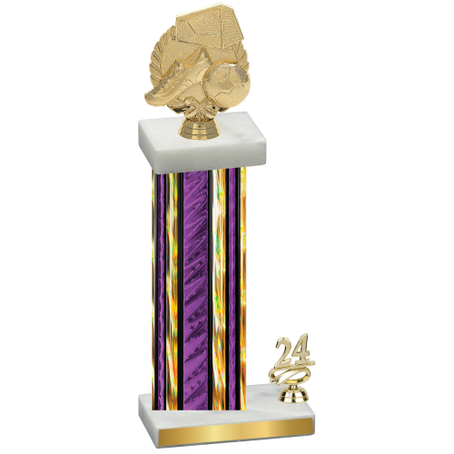 Accented Single Purple Glacier Year Soccer Trophy