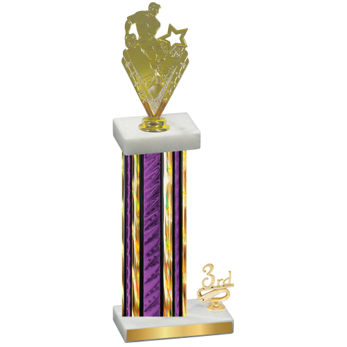 Accented Single Purple Glacier Third Place Rugby Trophy