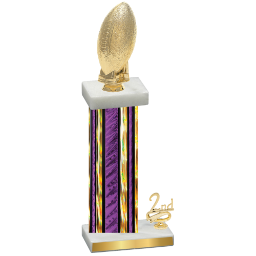 Accented Single Purple Glacier Second Place Football Trophy